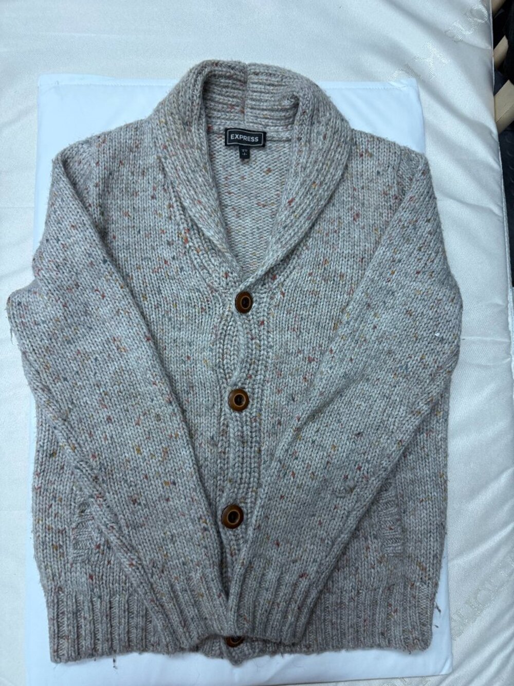 Express Oatmeal Flecked Alpaca Blend Shawl Collar Sweater Sz S